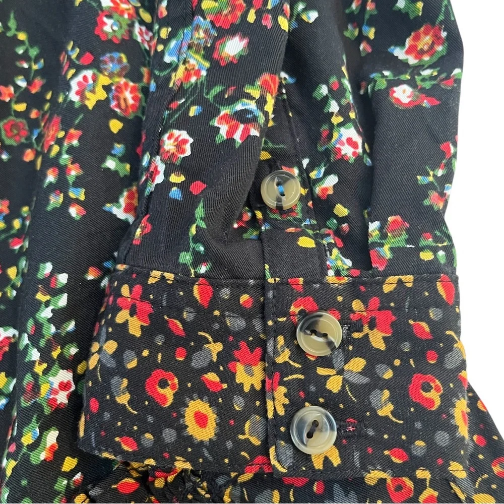 Anthropologie Maeve Marlie Button-Front Tunic Floral Long Sleeved Dress 8 - Picture 10 of 12